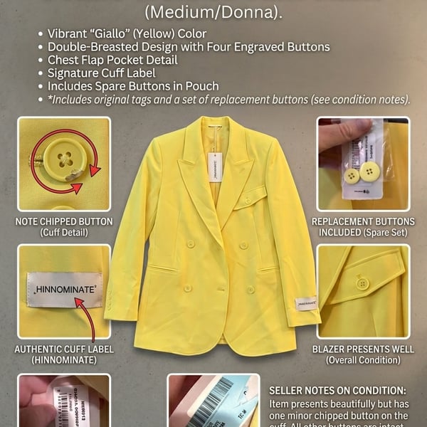 Hinnominate Double-Breasted Yellow Blazer