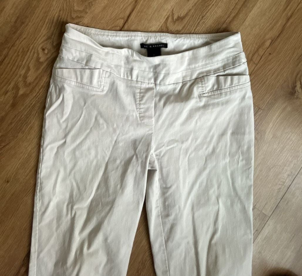 Zac & Rachel Women's bone Stretch Casual Cropped Pants inseam 24” size 6 2