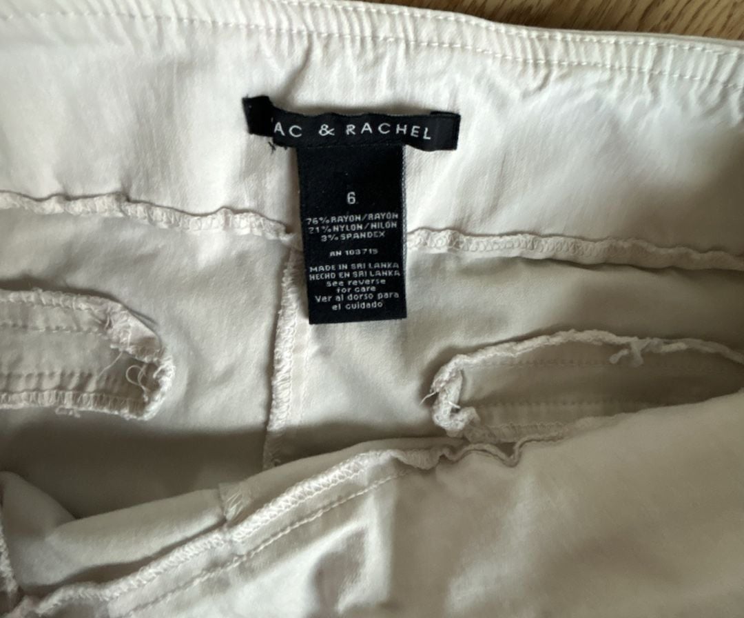 Zac & Rachel Women's bone Stretch Casual Cropped Pants inseam 24” size 6 5