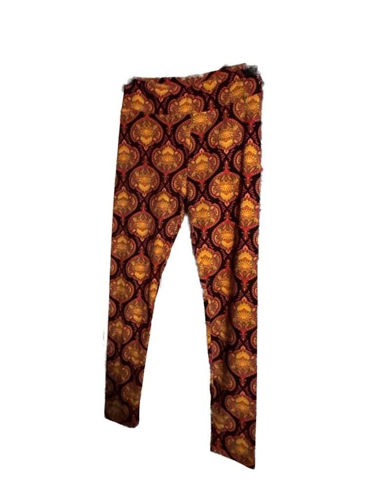 LuLaRoe One Size Black Paisley Print Leggings 1