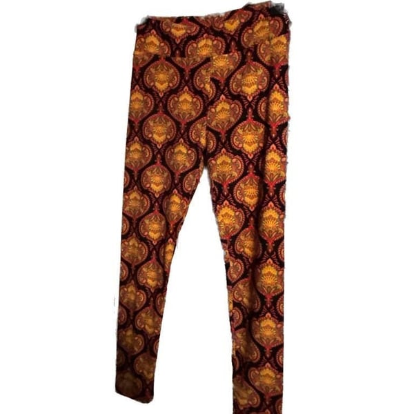 LuLaRoe One Size Black Paisley Print Leggings