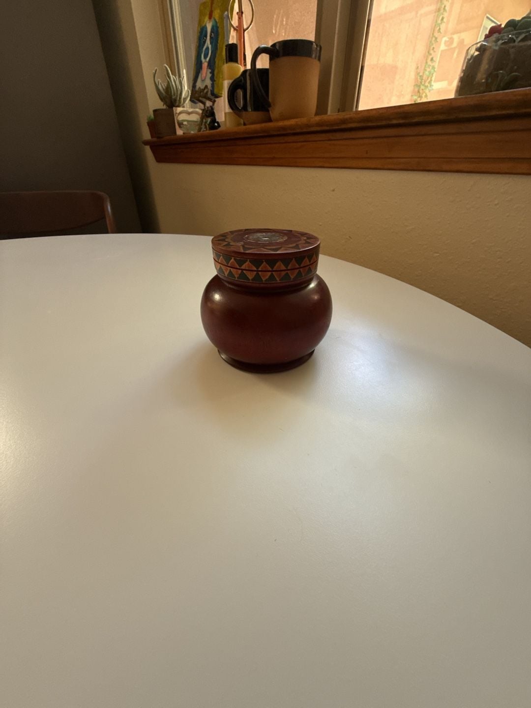 Bong's Gallery Indonesian Ketimus Wood Round Trinket Box with Lid 1