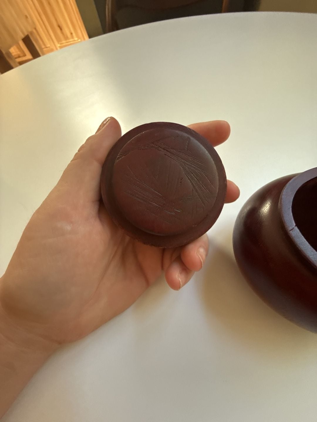 Bong's Gallery Indonesian Ketimus Wood Round Trinket Box with Lid 3