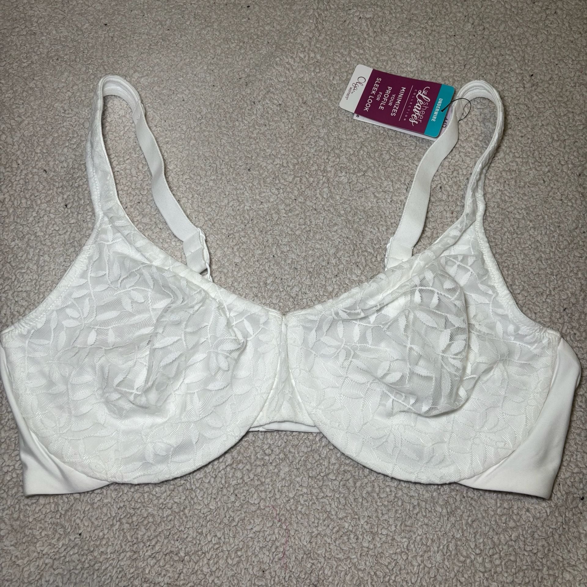 Olga by Warner's Sheer Leaves Full-Figure Minimizer Bra 35519 - White 1