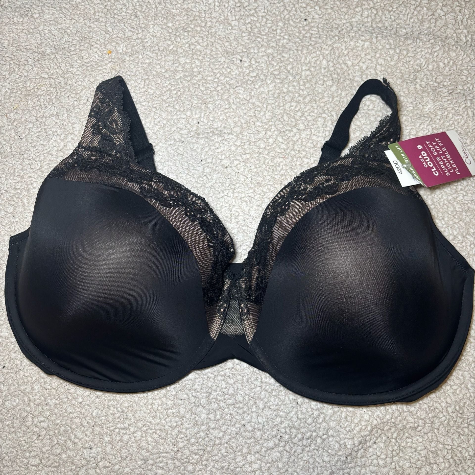 Olga Cloud 9 Super Soft Light Lift Underwire Bra GF7961A Black 42DD 2