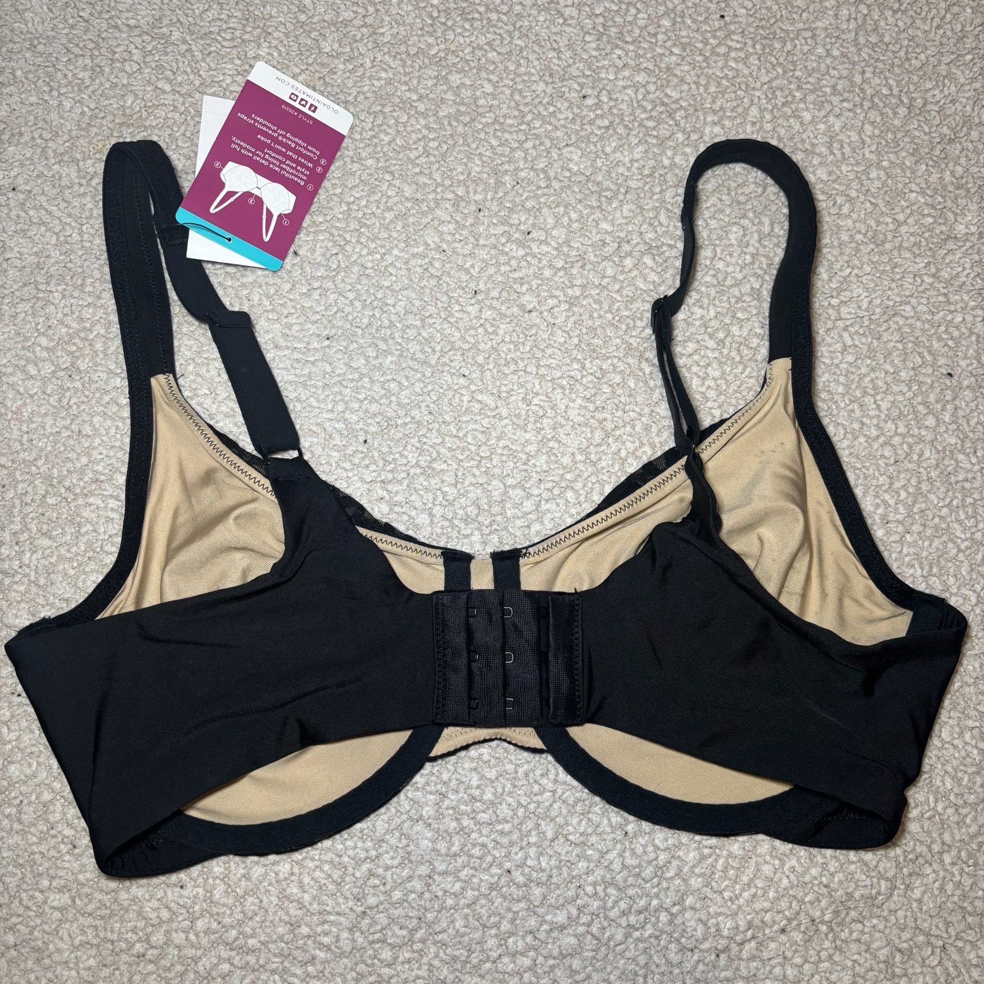 Olga by Warner's 35519 Lace Detail Underwire Bra Black Size 40D 2