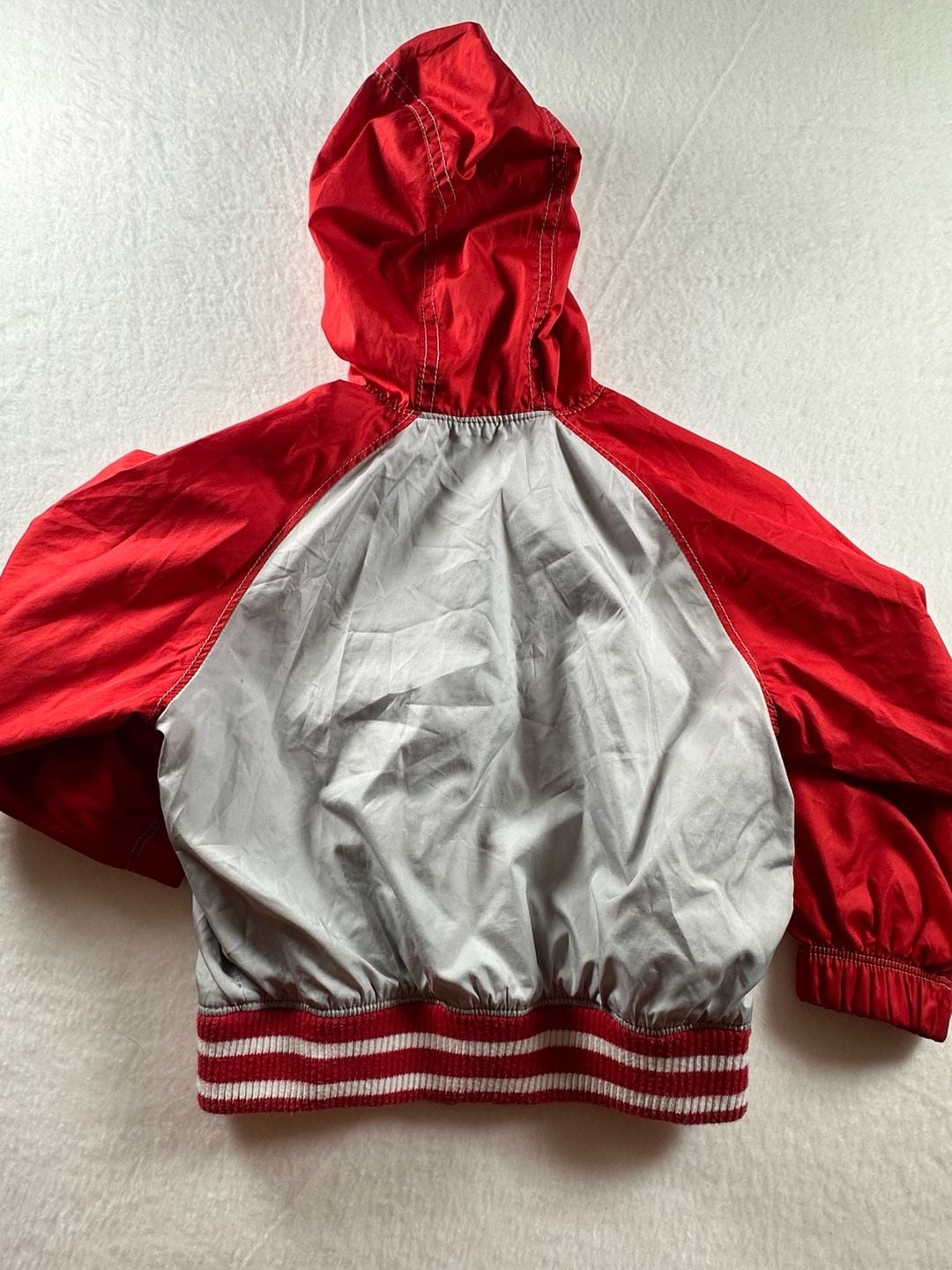 Old Navy Toddler Boys Red and Grey Zip-Up Hooded Varsity Jacket 3