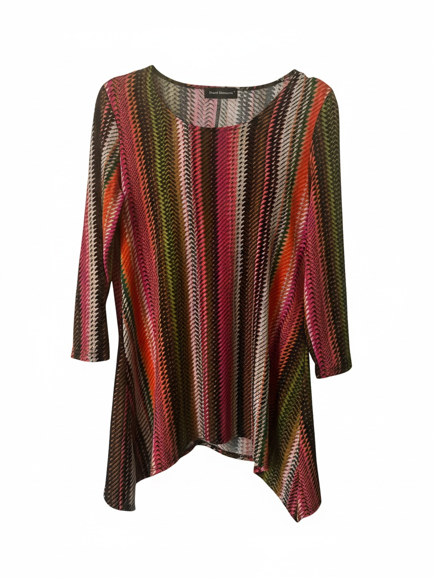Travel Elements Women's Chevron Striped Knit 3/4 Sleeve Tunic Top Size M 3