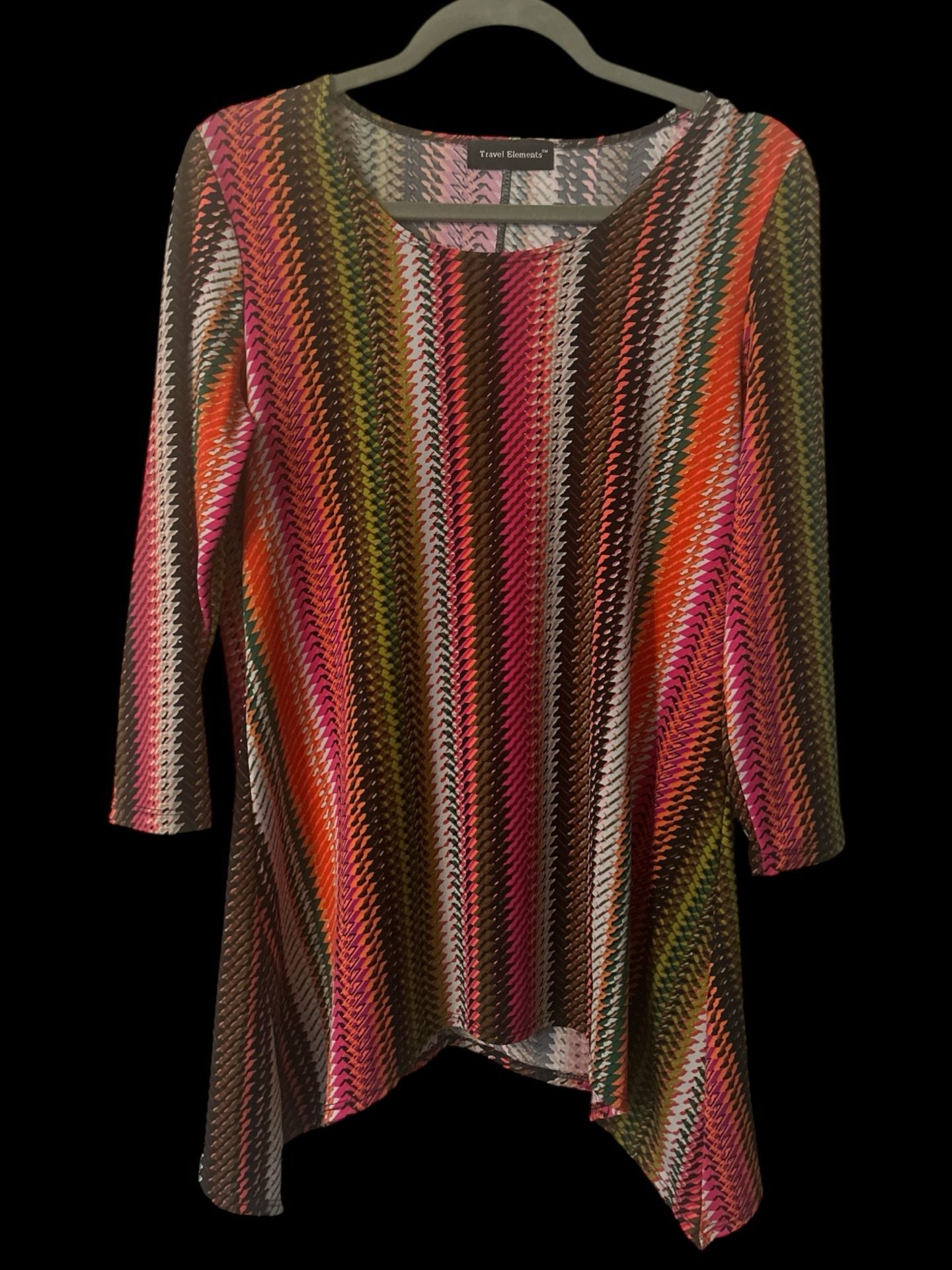 Travel Elements Women's Chevron Striped Knit 3/4 Sleeve Tunic Top Size M 4