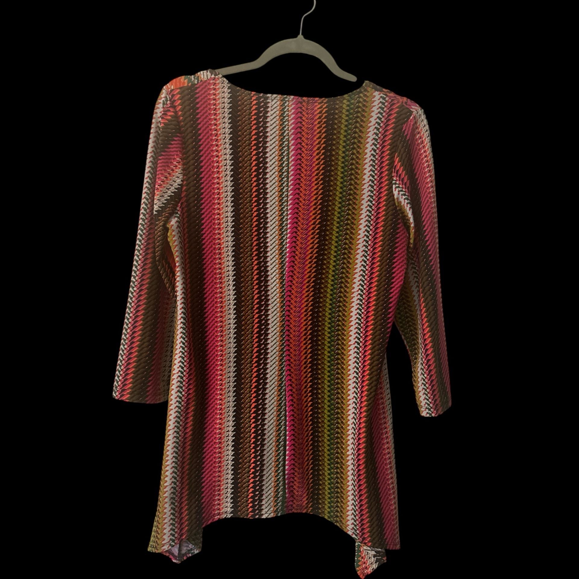 Travel Elements Women's Chevron Striped Knit 3/4 Sleeve Tunic Top Size M 5