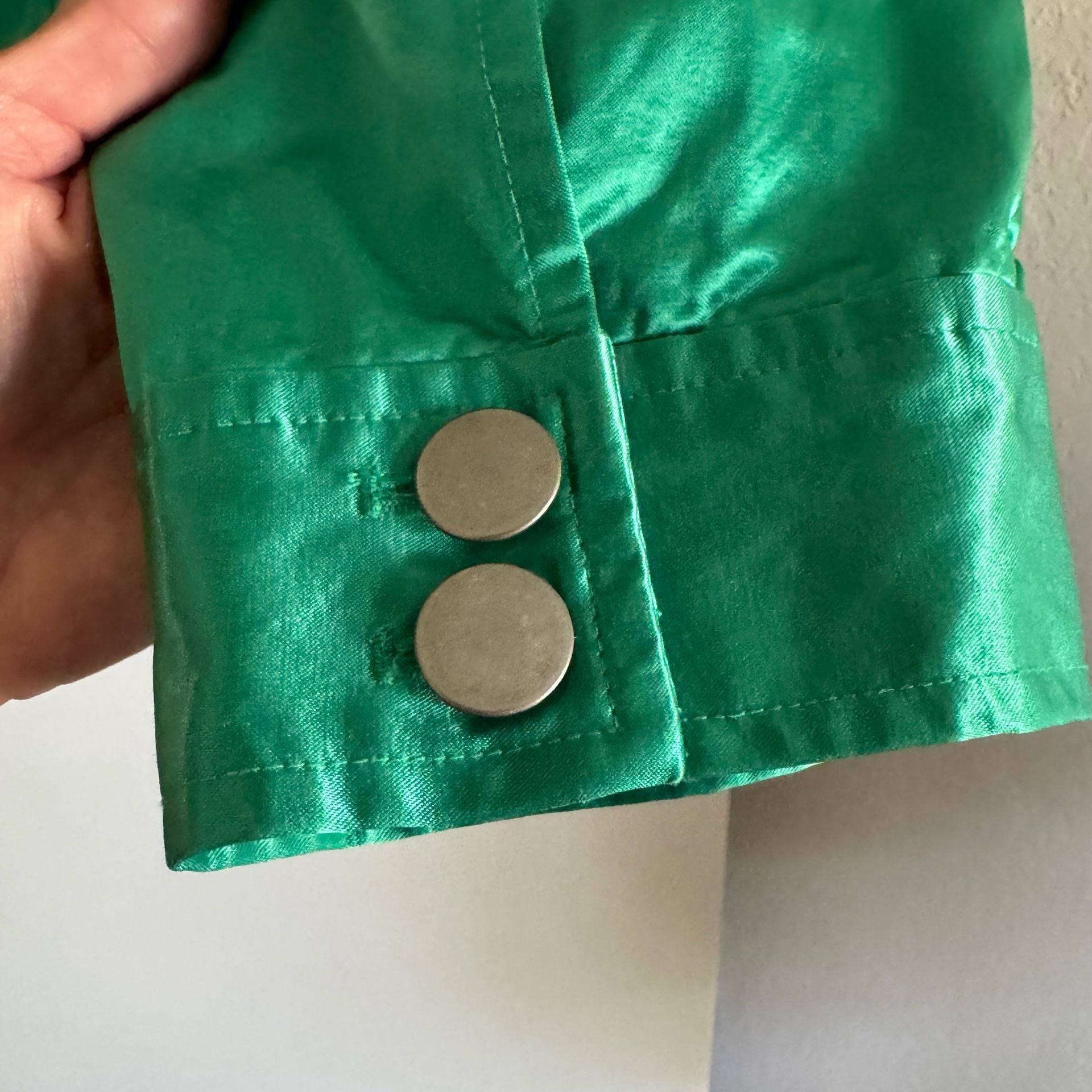 Chico's Women's Emerald Metallic Green Button-Front Utility Jacket Size 3 5
