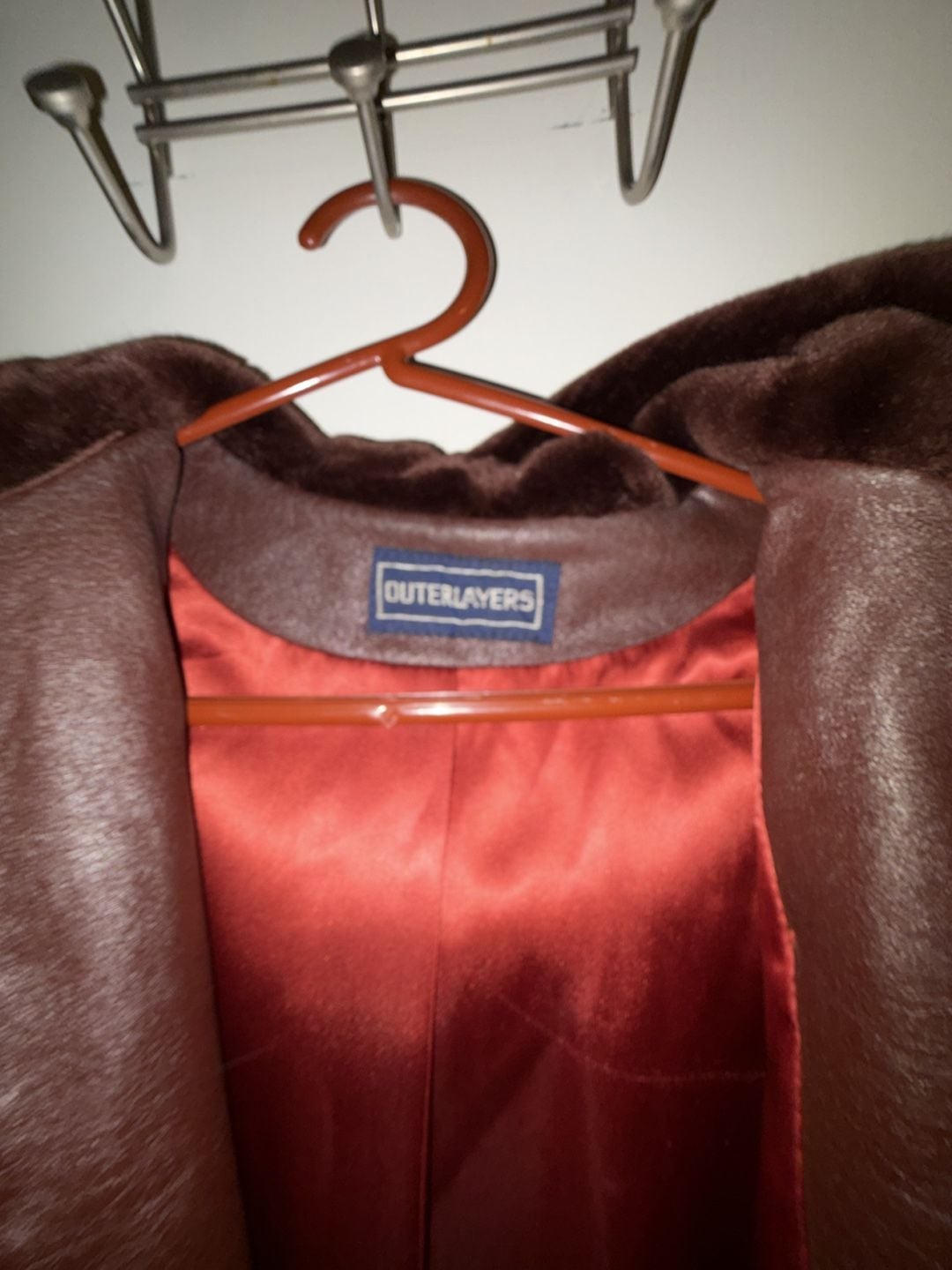 Vintage Outerlayers Burgundy Faux Fur Hooded Zip-Up Jacket 3