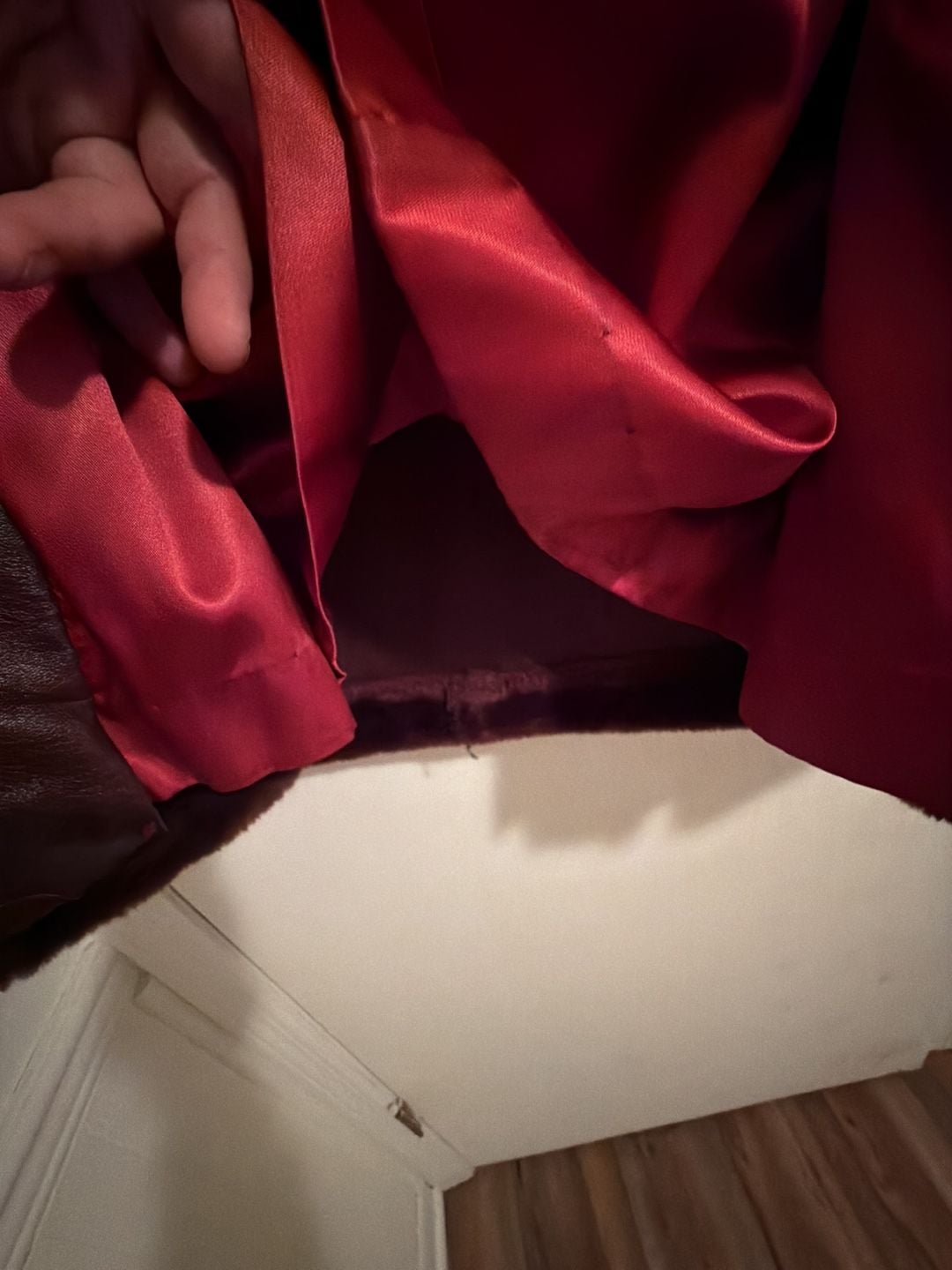 Vintage Outerlayers Burgundy Faux Fur Hooded Zip-Up Jacket 4