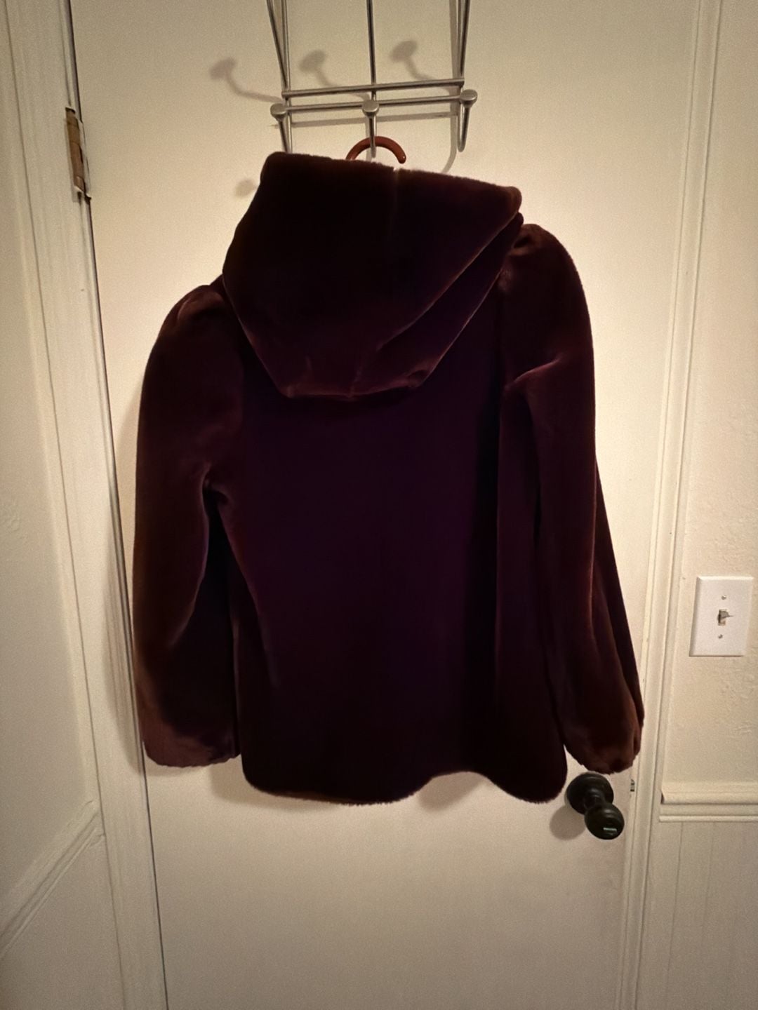 Vintage Outerlayers Burgundy Faux Fur Hooded Zip-Up Jacket 6