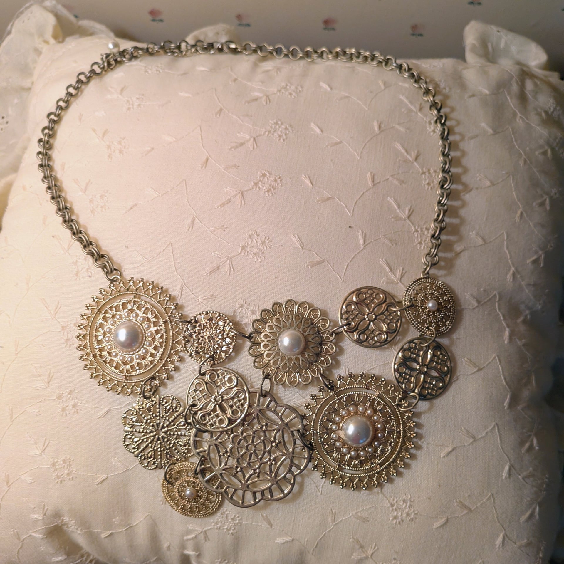 Lonna & Lilly Gold-Tone Textured Disc Statement Bib Necklace 1