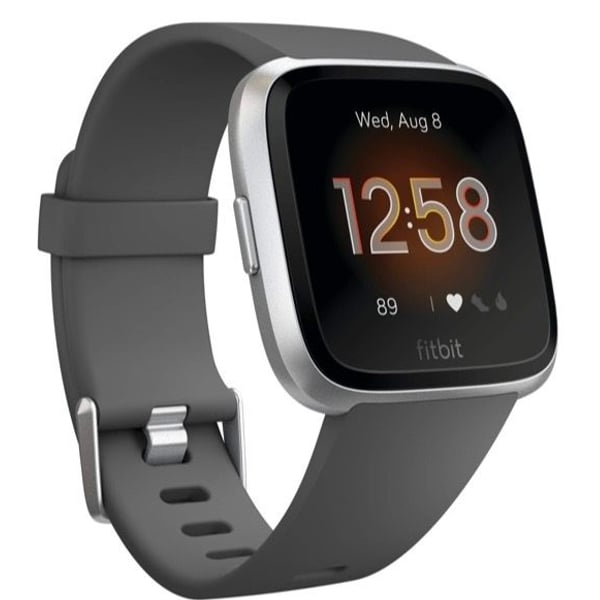 Fitbit Versa Lite Ed Smartwatch, Silver Case with Charcoal Classic Band #9003