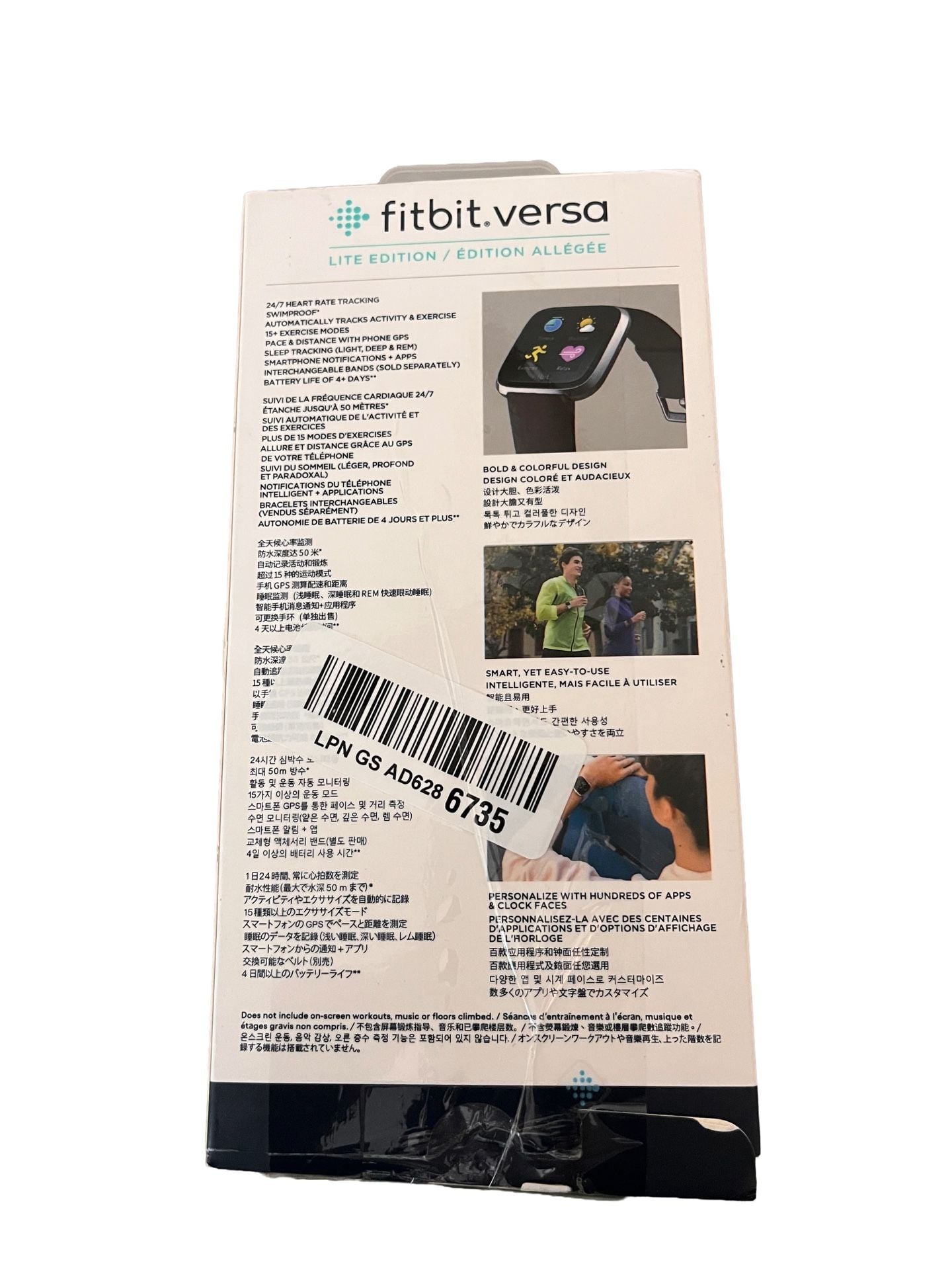 Fitbit Versa Lite Ed Smartwatch, Silver Case with Charcoal Classic Band #9003 3