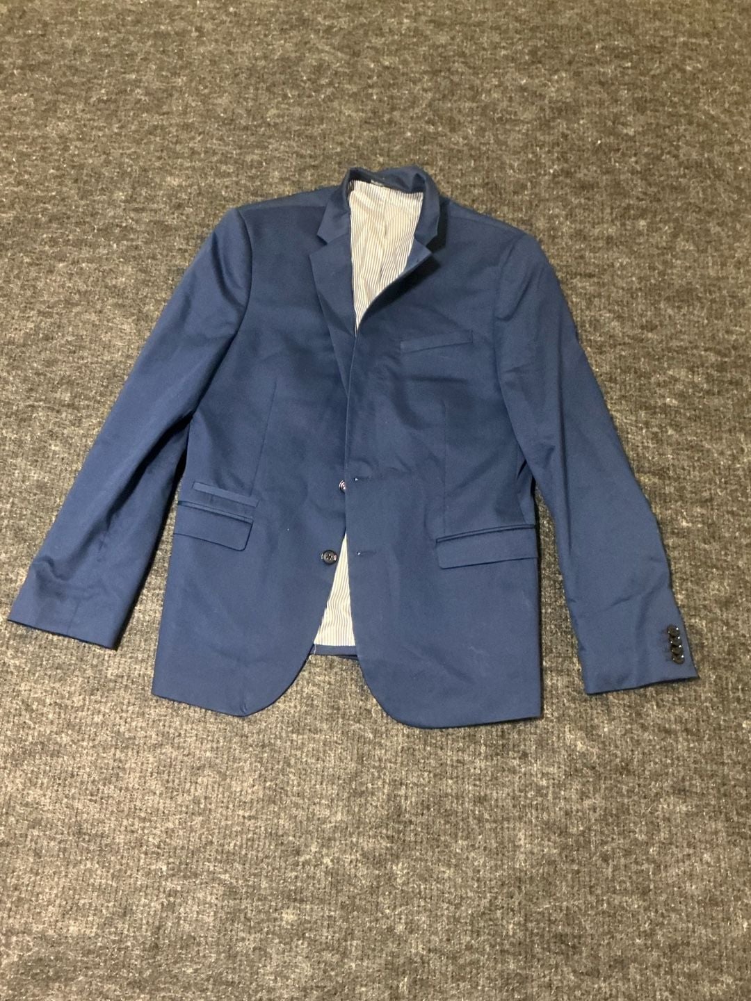 Express Photographer Slim Fit Blue Suit Jacket and Matching Trousers 1