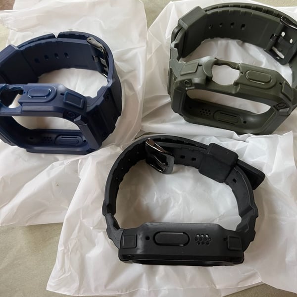 SVISVIPA 3-Pack Replacement Silicone Watch Bands and Rugged Protective Case Covers (Black, Army Green, Navy Blue)