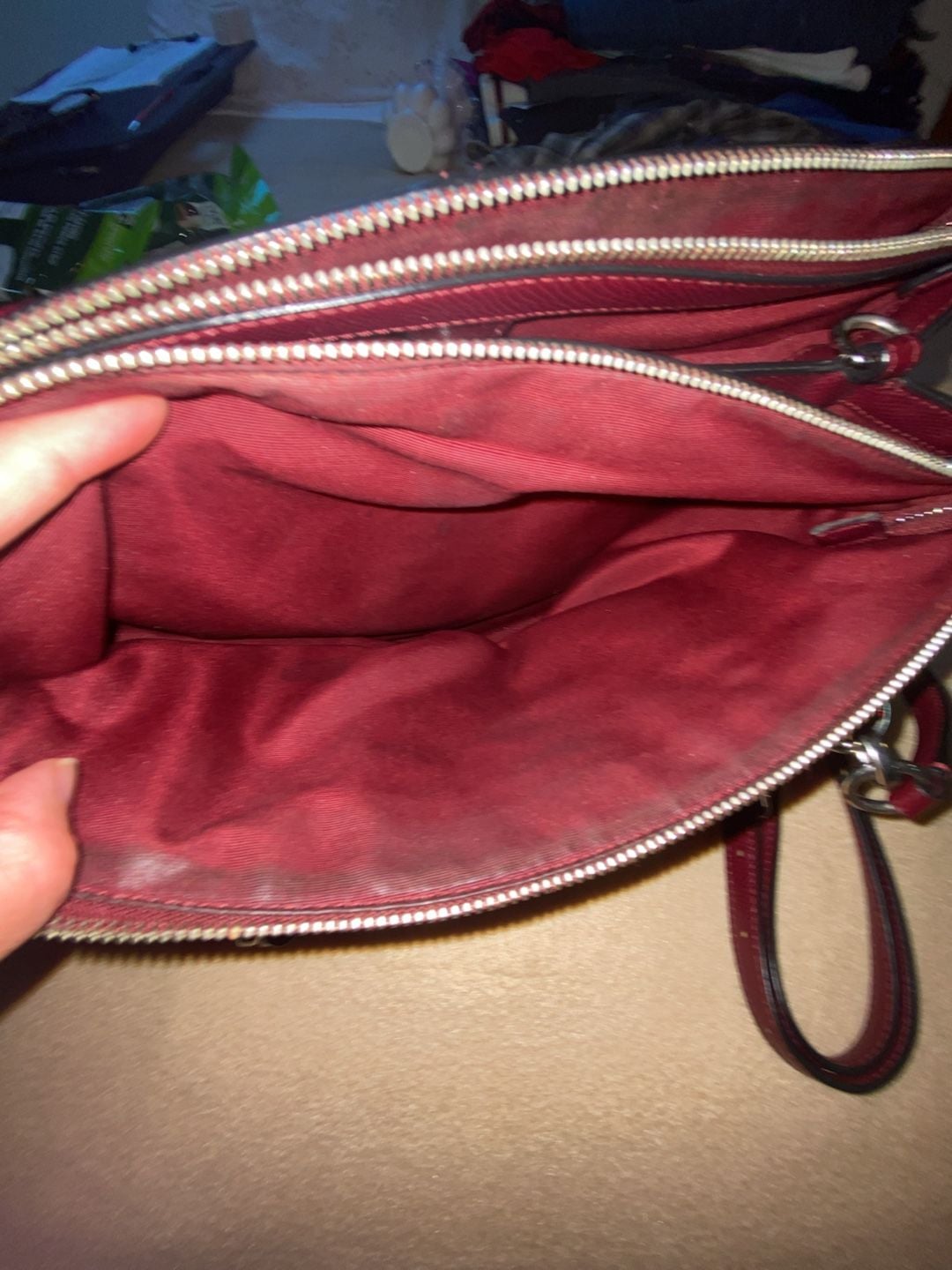 Coach Christie Carryall Burgundy Pebbled Leather Satchel Bag 9