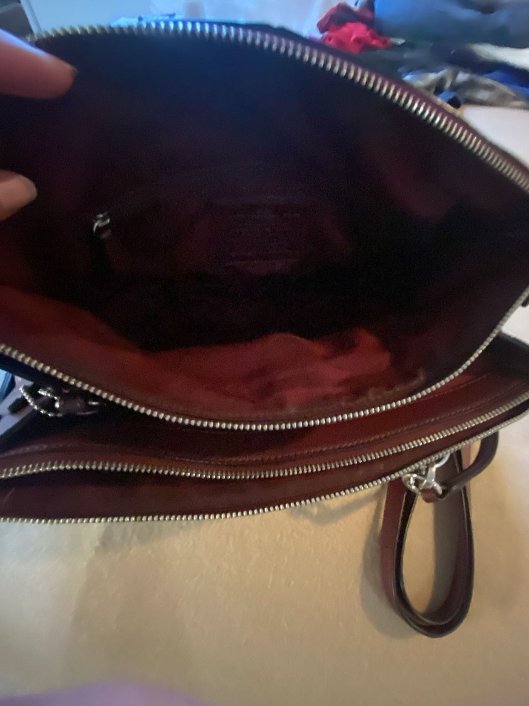 Coach Christie Carryall Burgundy Pebbled Leather Satchel Bag 11