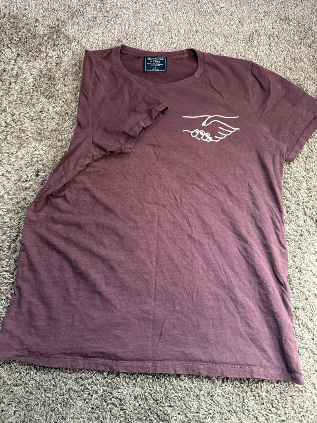 Abercrombie And Fitch Men’s Vintage Mauve Handshake Graphic Tee Size Medium 2