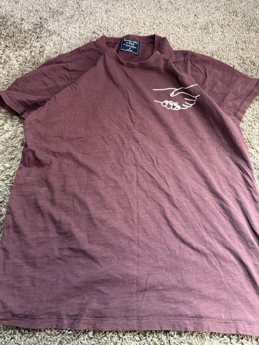 Abercrombie And Fitch Men’s Vintage Mauve Handshake Graphic Tee Size Medium 4