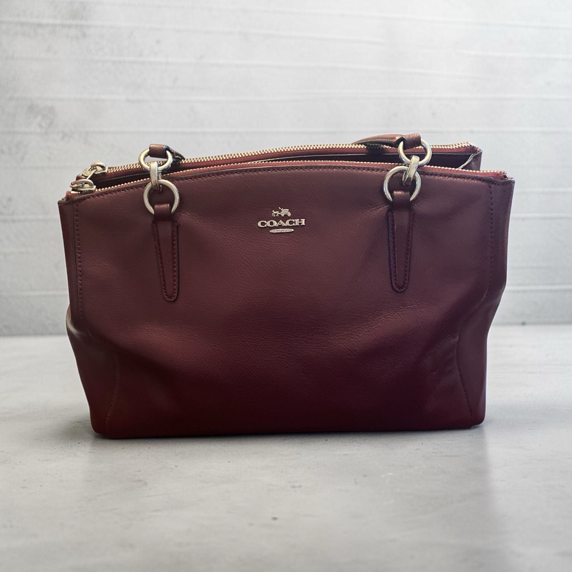 Coach Christie Carryall Burgundy Pebbled Leather Satchel Bag 2