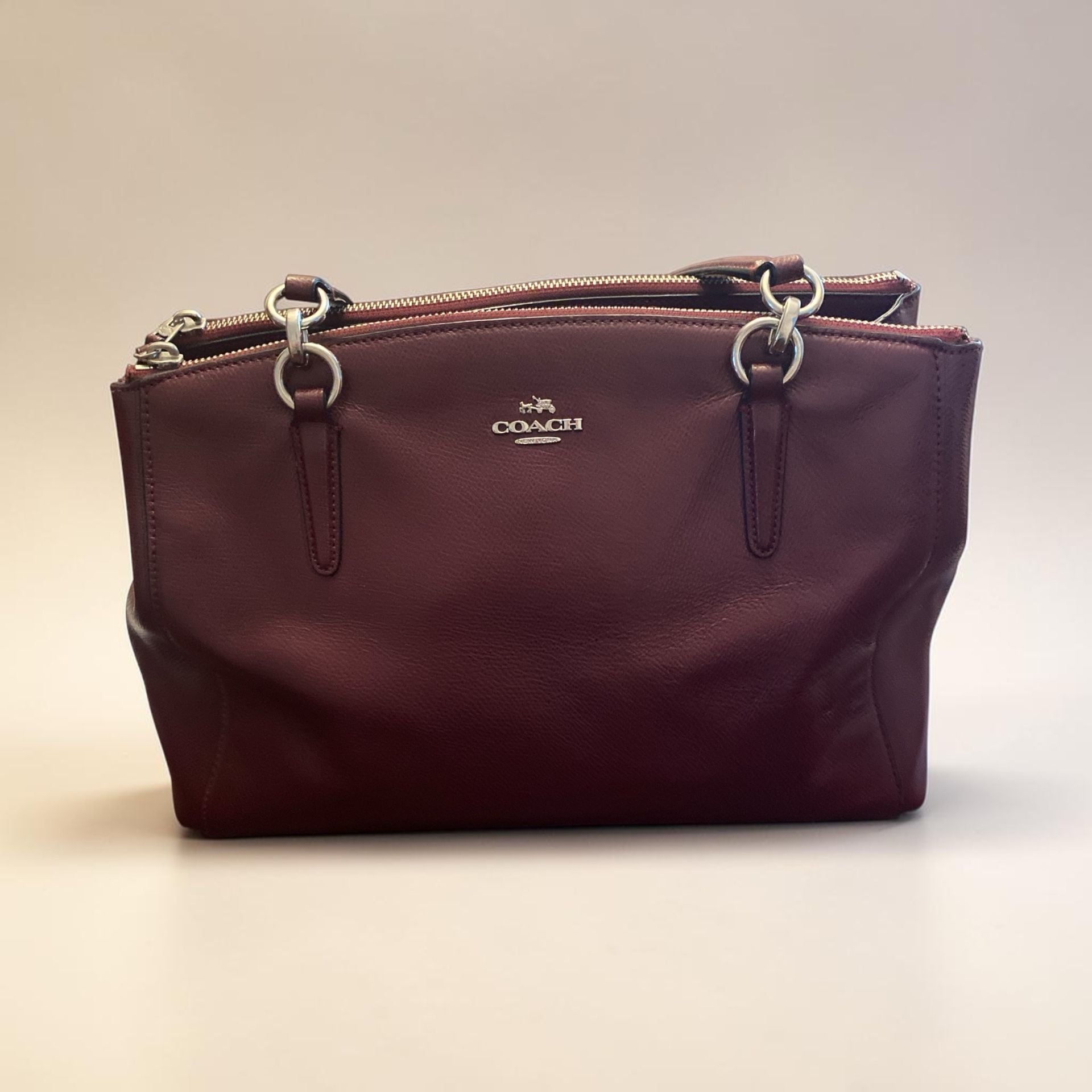 Coach Christie Carryall Burgundy Pebbled Leather Satchel Bag 3