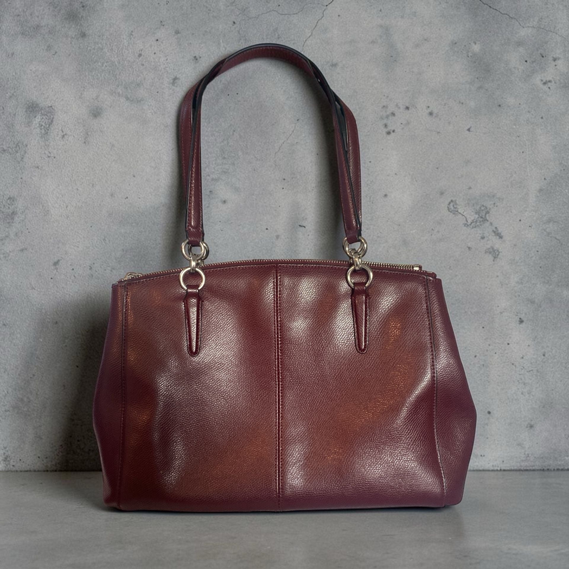 Coach Christie Carryall Burgundy Pebbled Leather Satchel Bag 4