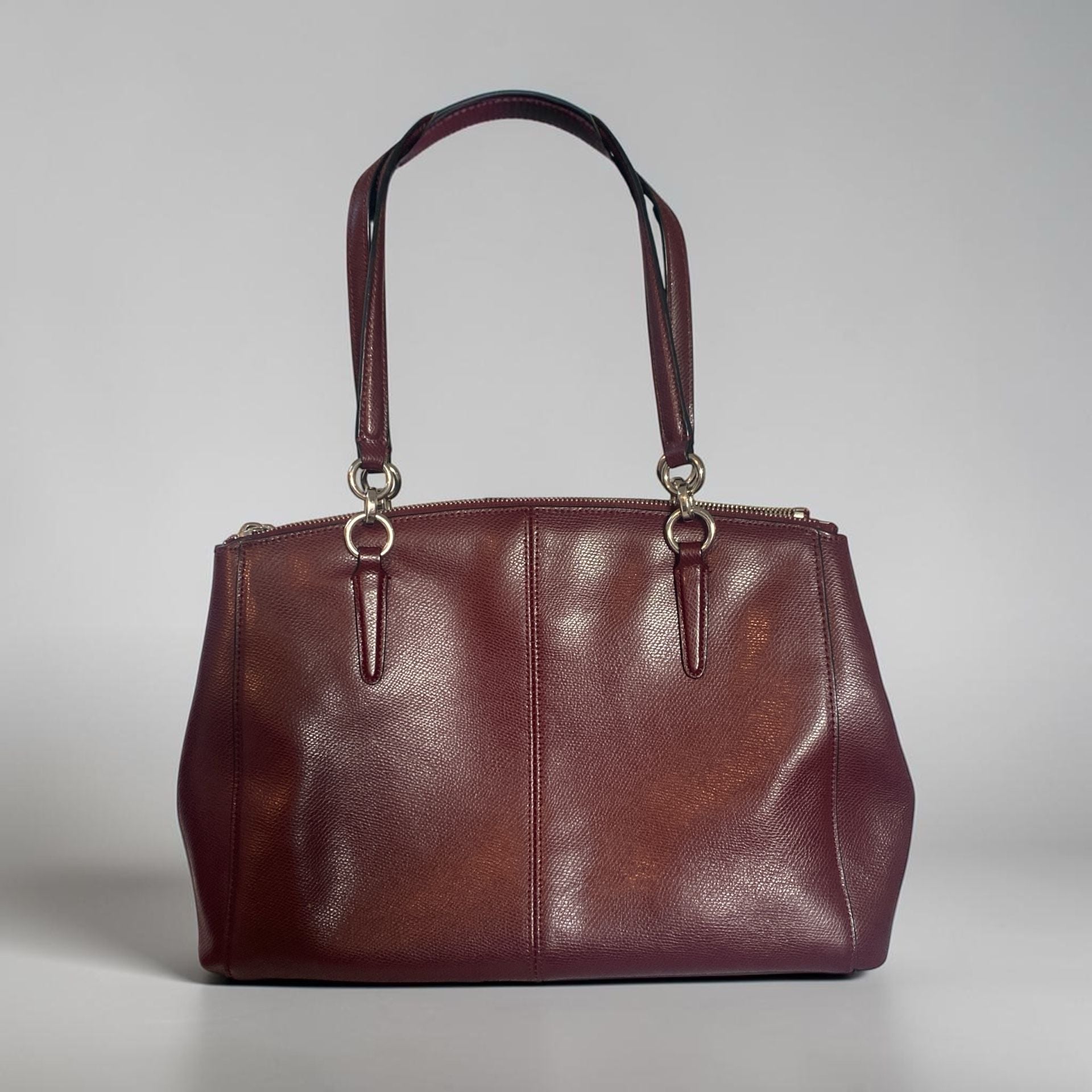 Coach Christie Carryall Burgundy Pebbled Leather Satchel Bag 5