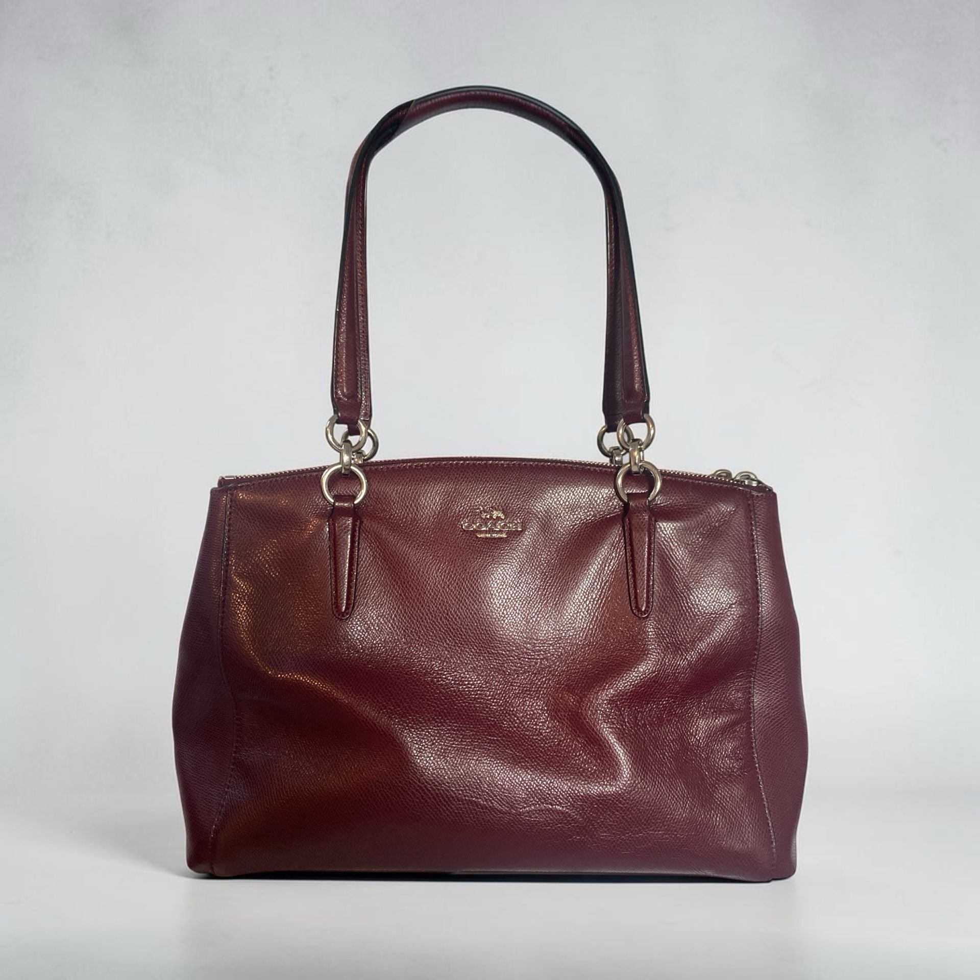 Coach Christie Carryall Burgundy Pebbled Leather Satchel Bag 6