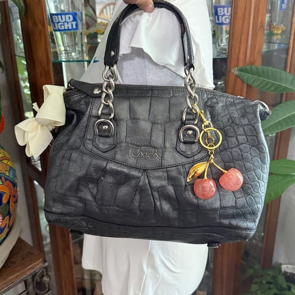 Coach Ashley Croc-Embossed Satchel