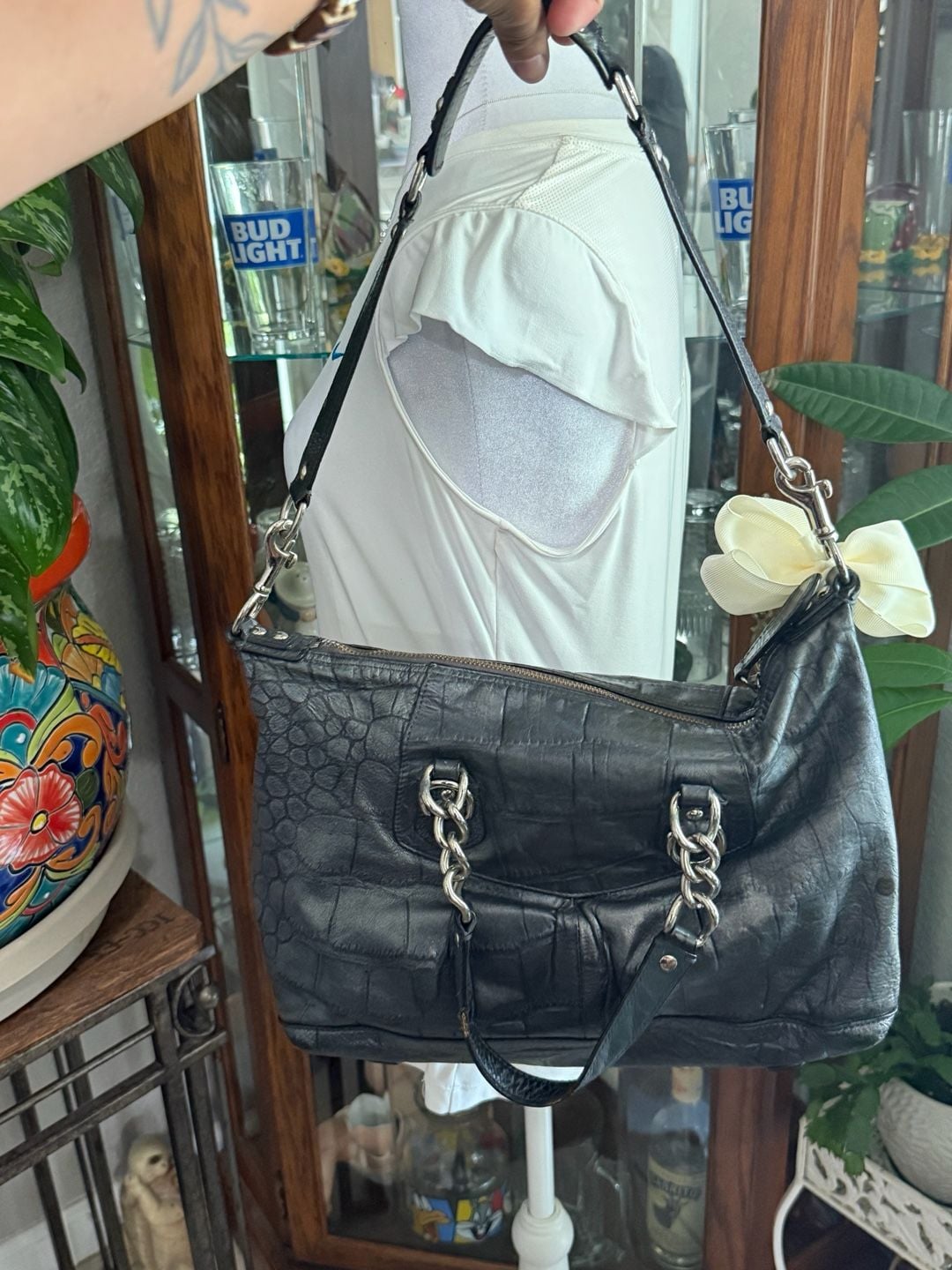 Coach Ashley Croc-Embossed Satchel 6