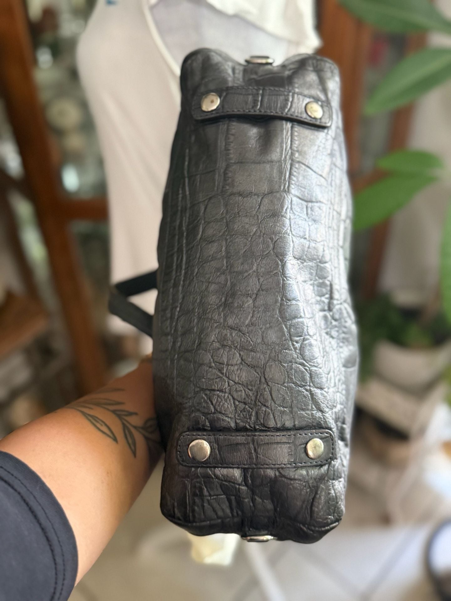 Coach Ashley Croc-Embossed Satchel 8