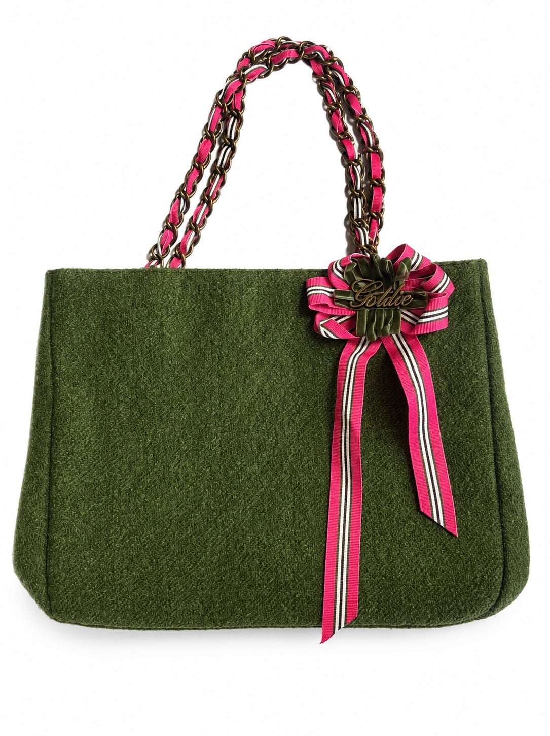 NWOT Y2K Goldie Ltd Edition Green Woven Tote 2