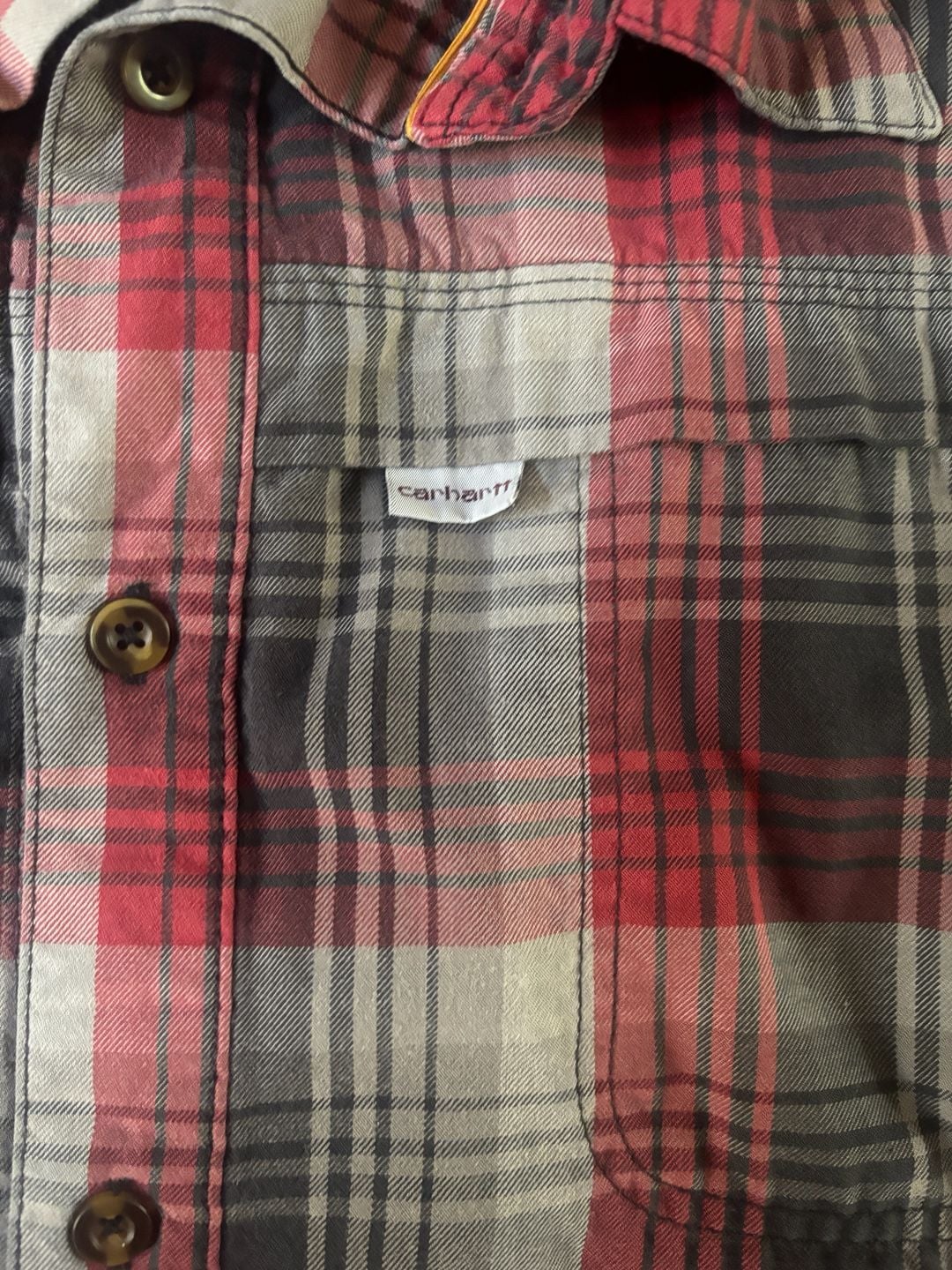 Carhartt Men’s 3XL Relaxed Fit Plaid Long Sleeve Button-Up Work Shirt Red Gray #Vintage #Carhartt 4