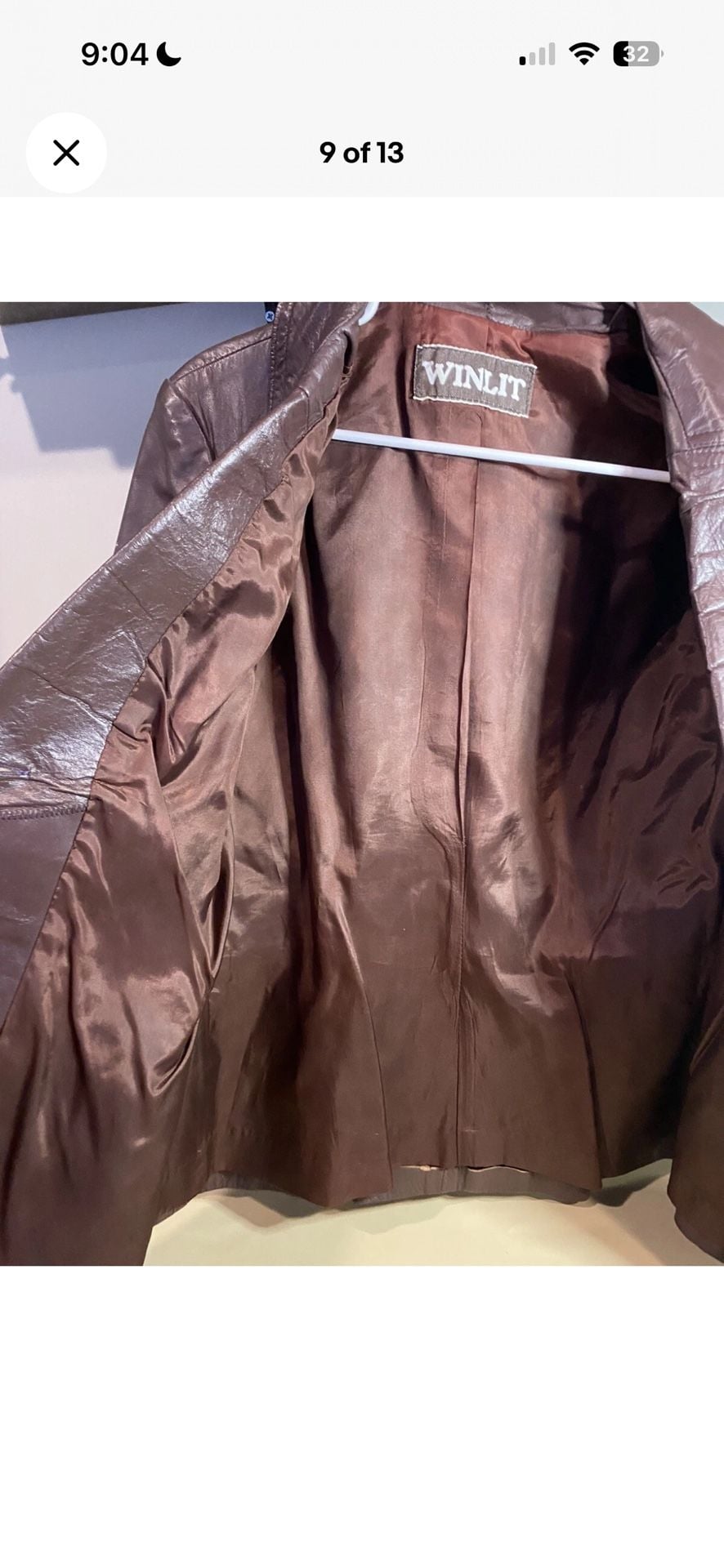 Vintage Winlit Chocolate Brown Genuine Leather Belted Jacket 10