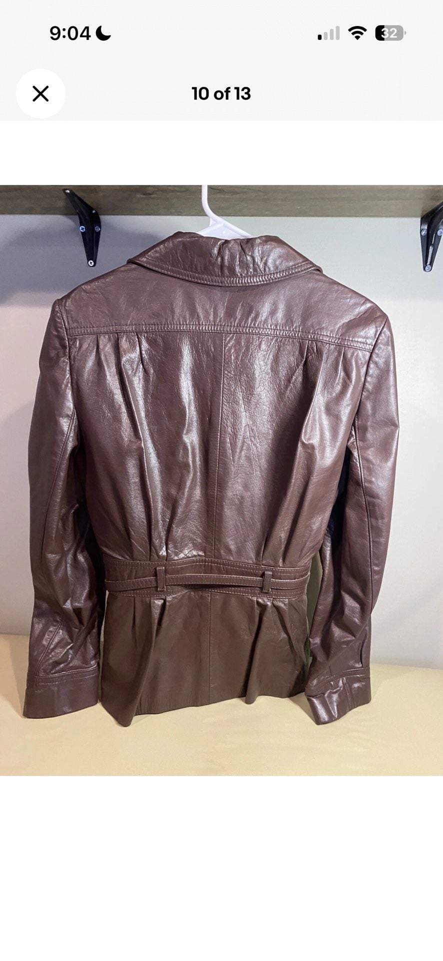 Vintage Winlit Chocolate Brown Genuine Leather Belted Jacket 11