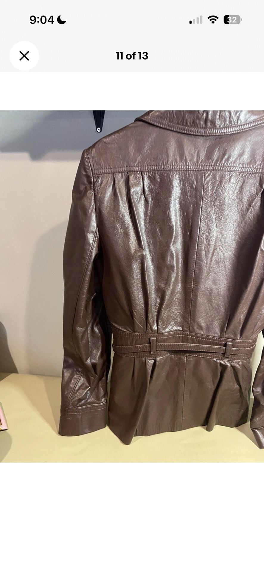 Vintage Winlit Chocolate Brown Genuine Leather Belted Jacket 12