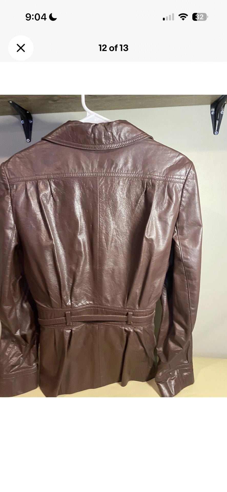 Vintage Winlit Chocolate Brown Genuine Leather Belted Jacket 13