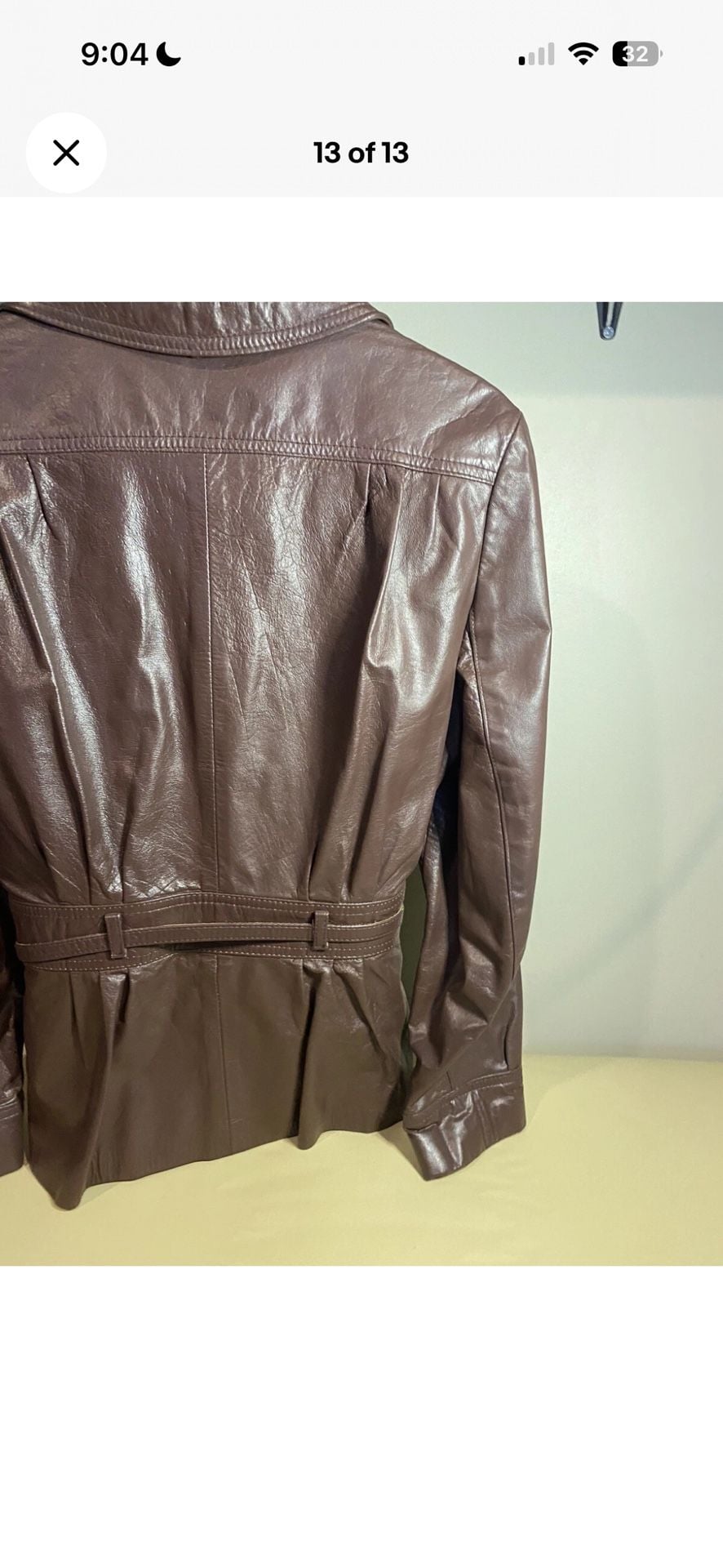 Vintage Winlit Chocolate Brown Genuine Leather Belted Jacket 14