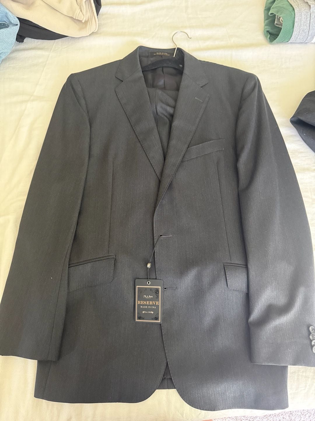 Jos. A. Bank Reserve 100% Wool 2-Button Herringbone Suit - Size 42L/36R 1