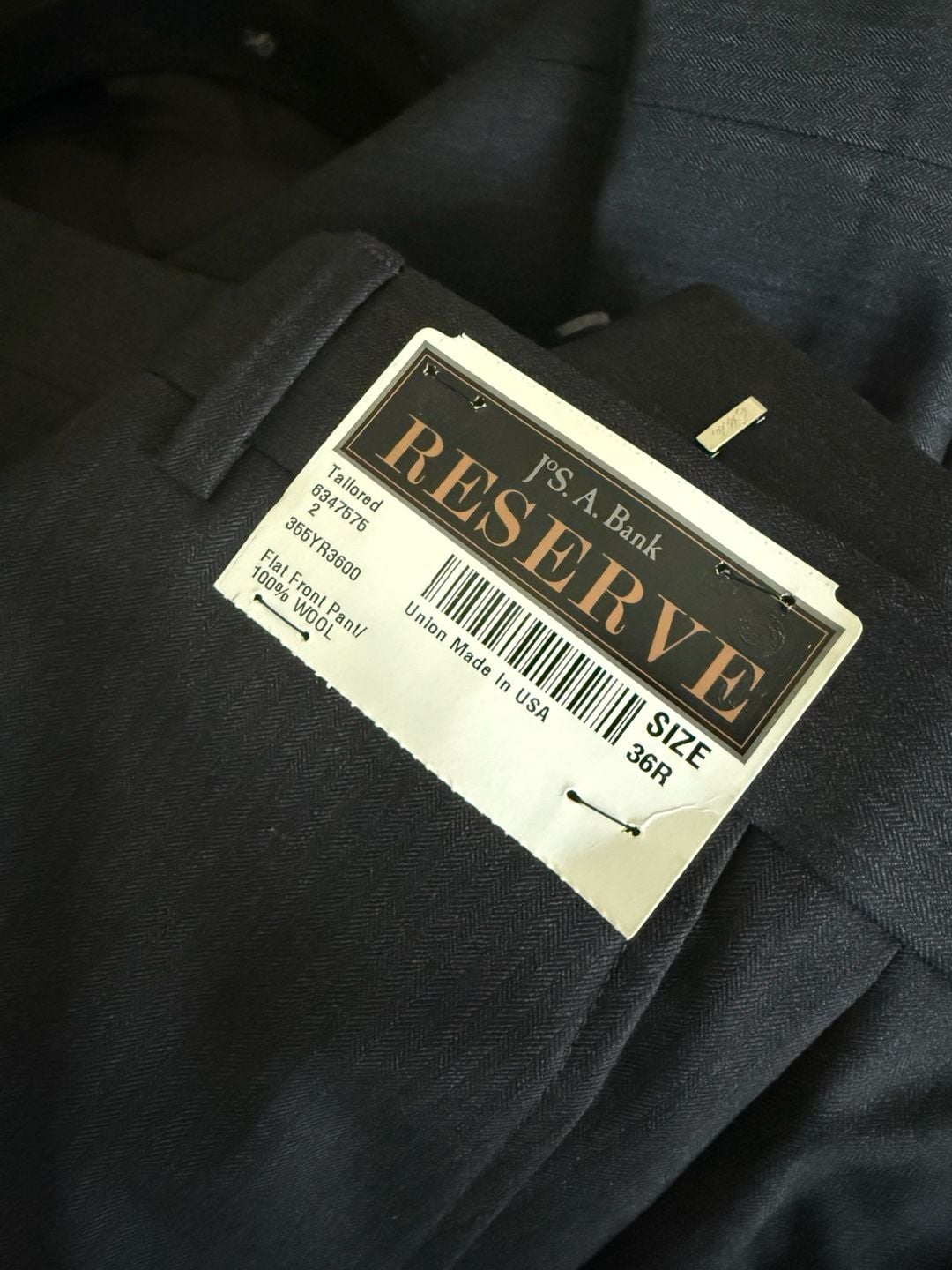 Jos. A. Bank Reserve 100% Wool 2-Button Herringbone Suit - Size 42L/36R 5