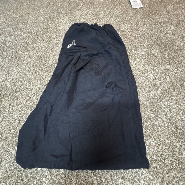 Nike Vintage Black Nylon Swishy Track Pants with Mini Swoosh