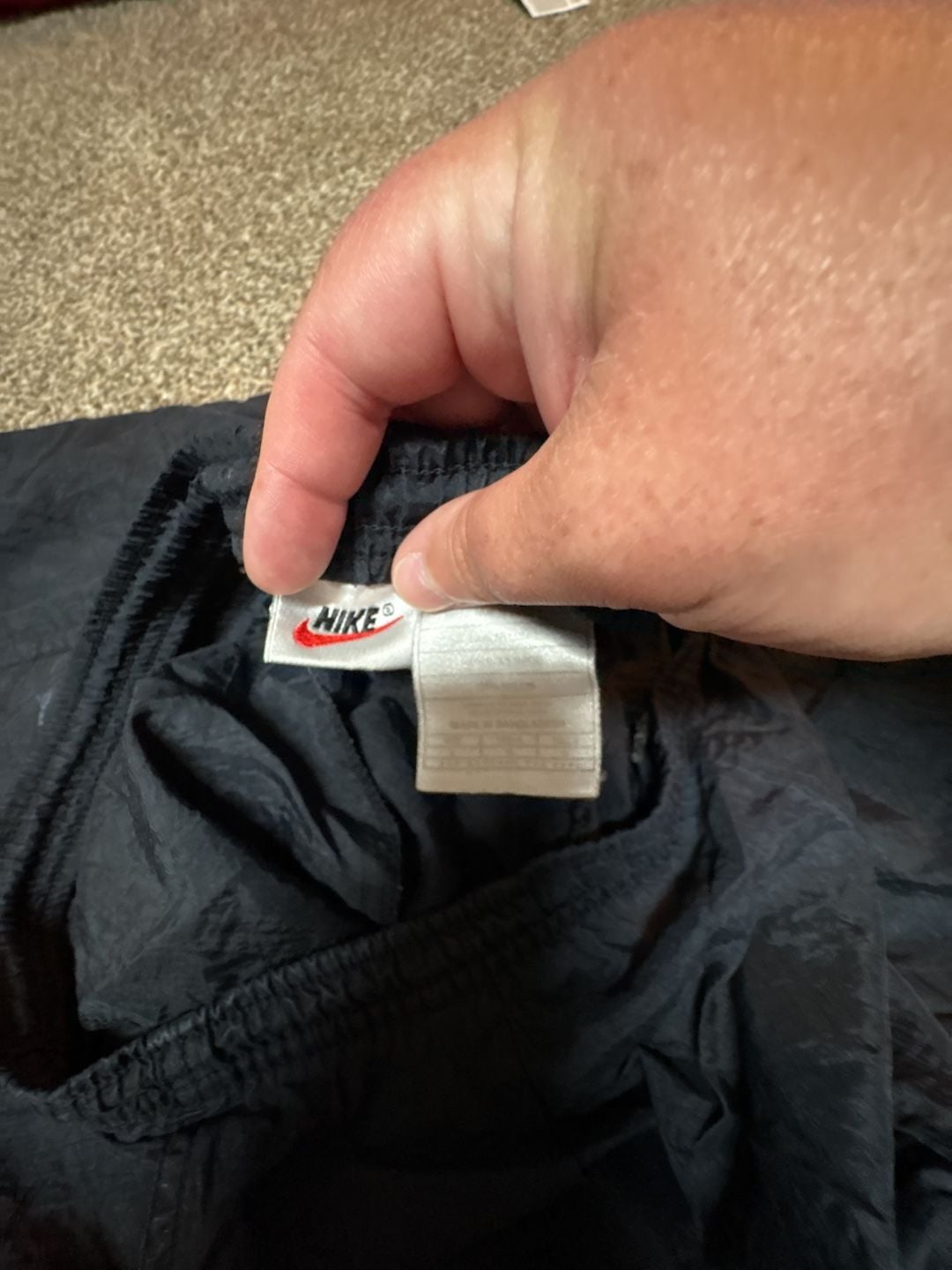 Nike Vintage Black Nylon Swishy Track Pants with Mini Swoosh 2