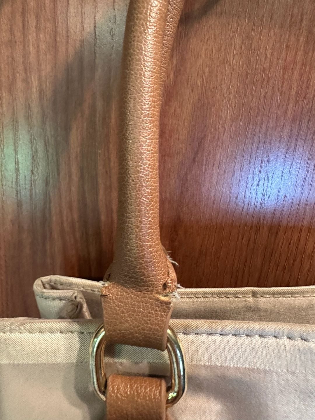 Tommy Hilfiger Beige and Brown Striped Fabric Tote Bag with Gold Tone Hardware 7