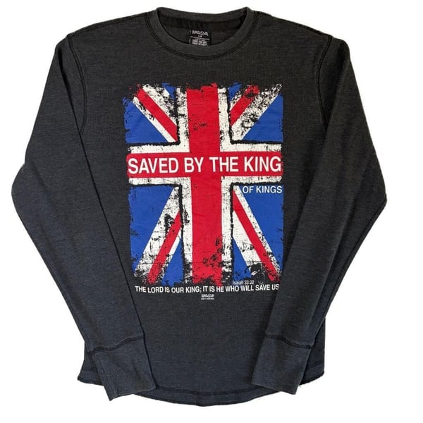 Kerusso Saved By The King Of Kings Waffle Knit Long Sleeve Shirt