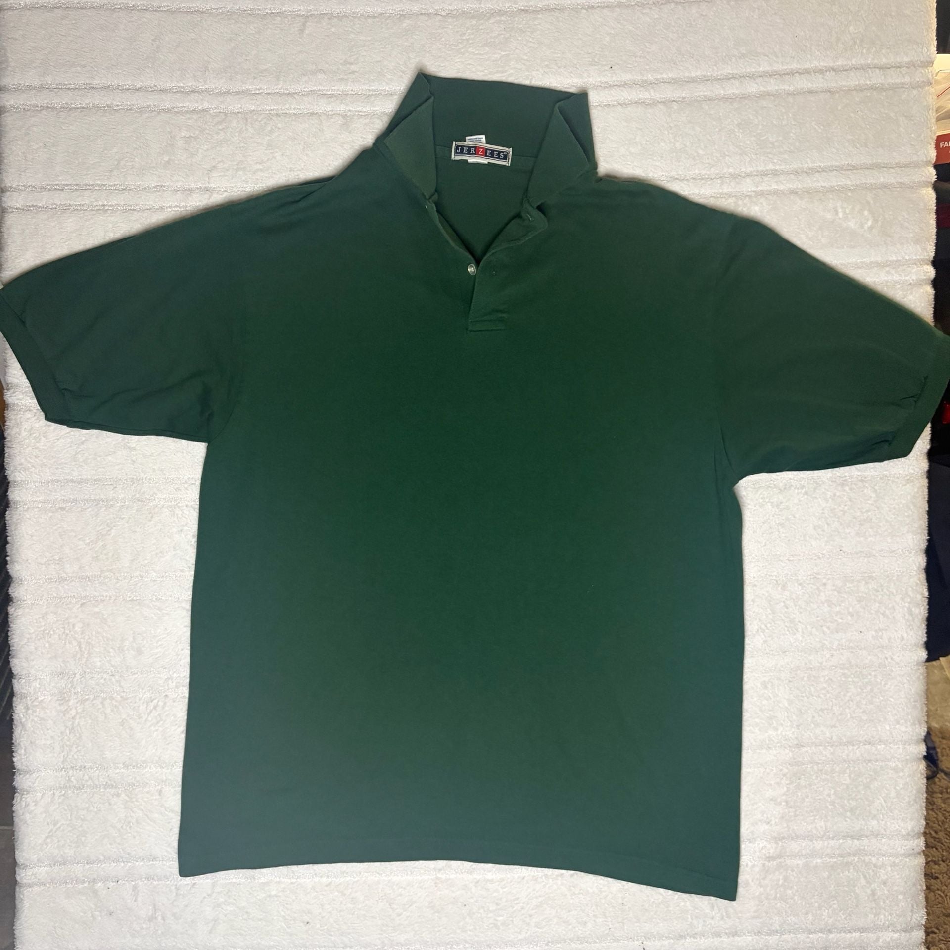 Jerzees Spotshield Stain Resistant Short Sleeve Polo Shirt Green Size Large 2