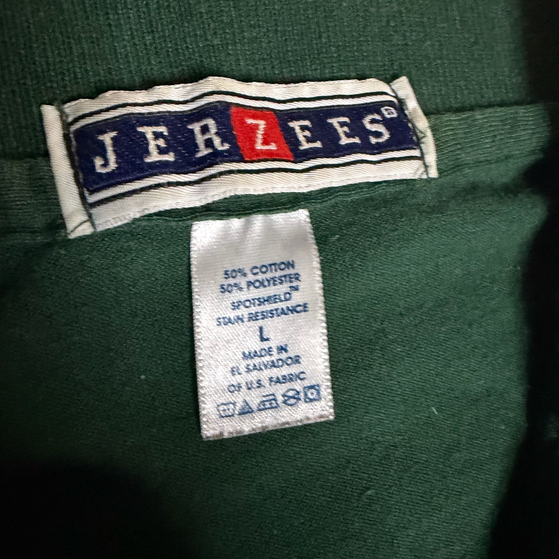 Jerzees Spotshield Stain Resistant Short Sleeve Polo Shirt Green Size Large 3